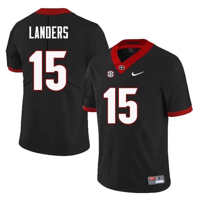 Georgia Bulldogs #15 Matt Landers College Football Jerseys Sale-Black